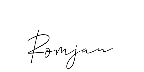 Allison_Script is a professional signature style that is perfect for those who want to add a touch of class to their signature. It is also a great choice for those who want to make their signature more unique. Get Romjan name to fancy signature for free. Romjan signature style 2 images and pictures png