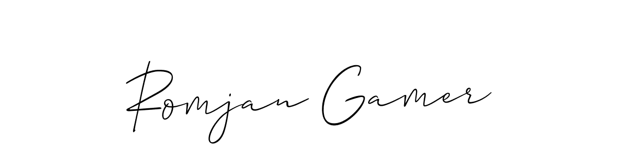 How to Draw Romjan Gamer signature style? Allison_Script is a latest design signature styles for name Romjan Gamer. Romjan Gamer signature style 2 images and pictures png