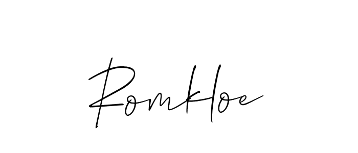 if you are searching for the best signature style for your name Romkloe. so please give up your signature search. here we have designed multiple signature styles  using Allison_Script. Romkloe signature style 2 images and pictures png