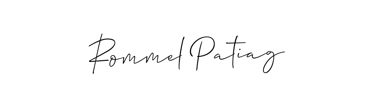 Use a signature maker to create a handwritten signature online. With this signature software, you can design (Allison_Script) your own signature for name Rommel Patiag. Rommel Patiag signature style 2 images and pictures png