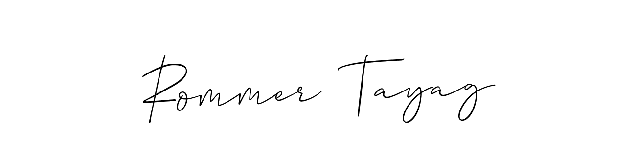 You should practise on your own different ways (Allison_Script) to write your name (Rommer  Tayag) in signature. don't let someone else do it for you. Rommer  Tayag signature style 2 images and pictures png