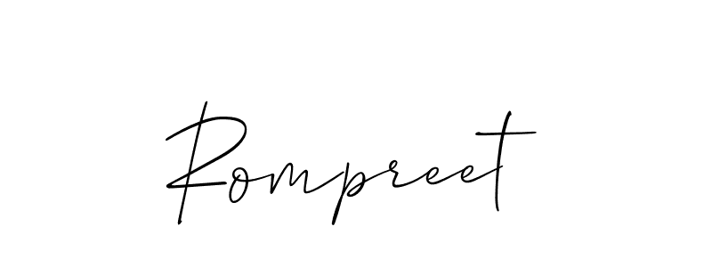 Design your own signature with our free online signature maker. With this signature software, you can create a handwritten (Allison_Script) signature for name Rompreet. Rompreet signature style 2 images and pictures png