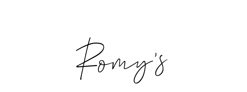 Make a beautiful signature design for name Romy’s. With this signature (Allison_Script) style, you can create a handwritten signature for free. Romy’s signature style 2 images and pictures png