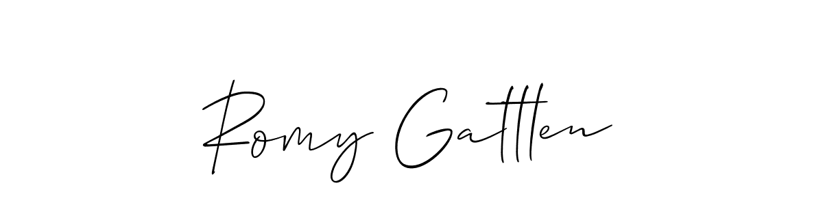 Check out images of Autograph of Romy Gattlen name. Actor Romy Gattlen Signature Style. Allison_Script is a professional sign style online. Romy Gattlen signature style 2 images and pictures png