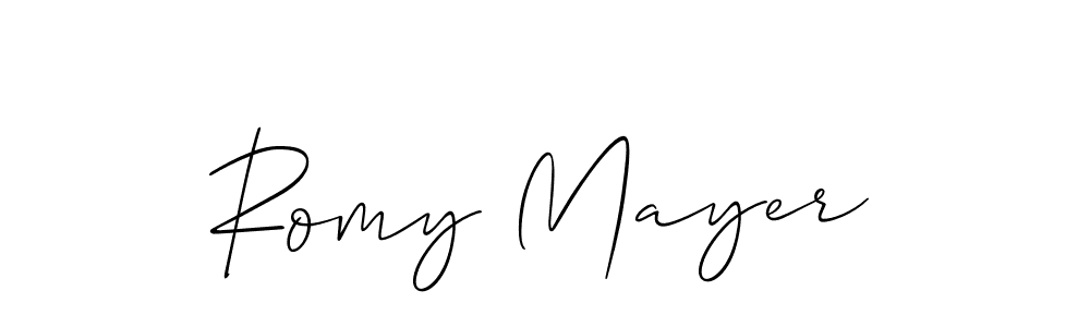 You should practise on your own different ways (Allison_Script) to write your name (Romy Mayer) in signature. don't let someone else do it for you. Romy Mayer signature style 2 images and pictures png