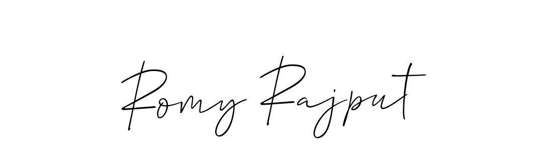 Create a beautiful signature design for name Romy Rajput. With this signature (Allison_Script) fonts, you can make a handwritten signature for free. Romy Rajput signature style 2 images and pictures png