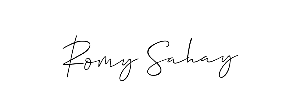 Also You can easily find your signature by using the search form. We will create Romy Sahay name handwritten signature images for you free of cost using Allison_Script sign style. Romy Sahay signature style 2 images and pictures png