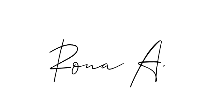 Rona A. stylish signature style. Best Handwritten Sign (Allison_Script) for my name. Handwritten Signature Collection Ideas for my name Rona A.. Rona A. signature style 2 images and pictures png