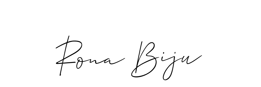 Make a beautiful signature design for name Rona Biju. With this signature (Allison_Script) style, you can create a handwritten signature for free. Rona Biju signature style 2 images and pictures png