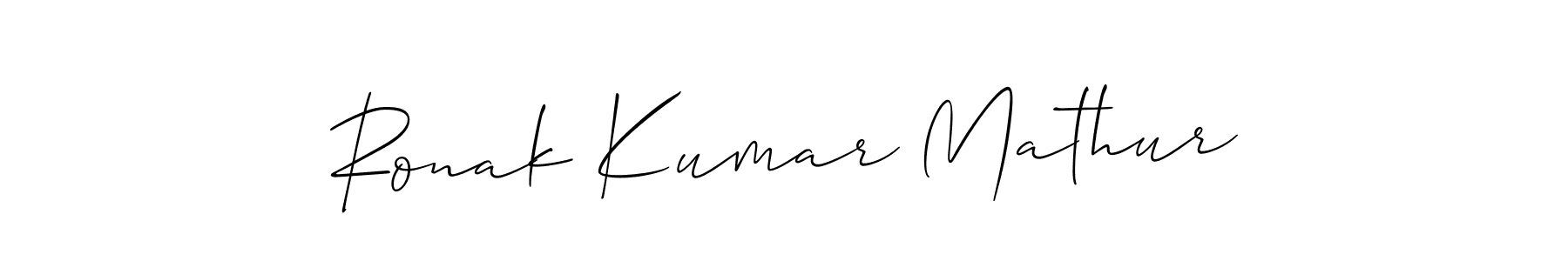 You should practise on your own different ways (Allison_Script) to write your name (Ronak Kumar Mathur) in signature. don't let someone else do it for you. Ronak Kumar Mathur signature style 2 images and pictures png