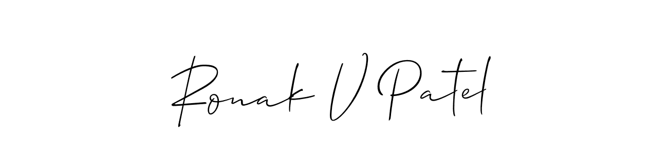 Also You can easily find your signature by using the search form. We will create Ronak V Patel name handwritten signature images for you free of cost using Allison_Script sign style. Ronak V Patel signature style 2 images and pictures png