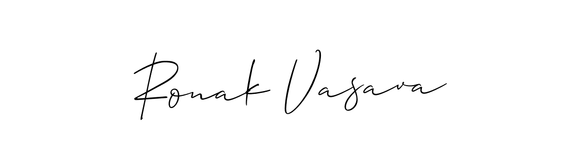 The best way (Allison_Script) to make a short signature is to pick only two or three words in your name. The name Ronak Vasava include a total of six letters. For converting this name. Ronak Vasava signature style 2 images and pictures png