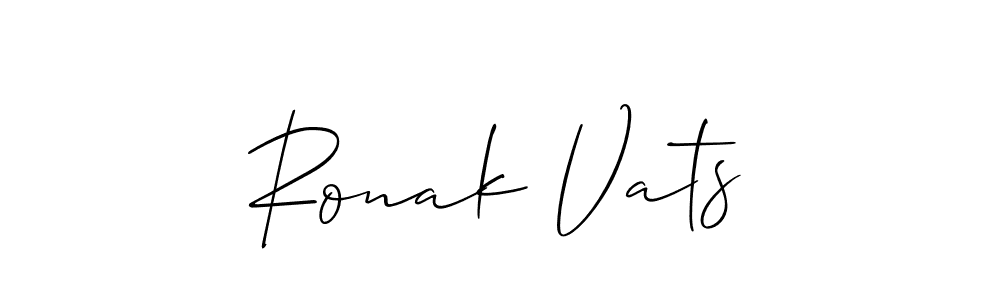 The best way (Allison_Script) to make a short signature is to pick only two or three words in your name. The name Ronak Vats include a total of six letters. For converting this name. Ronak Vats signature style 2 images and pictures png