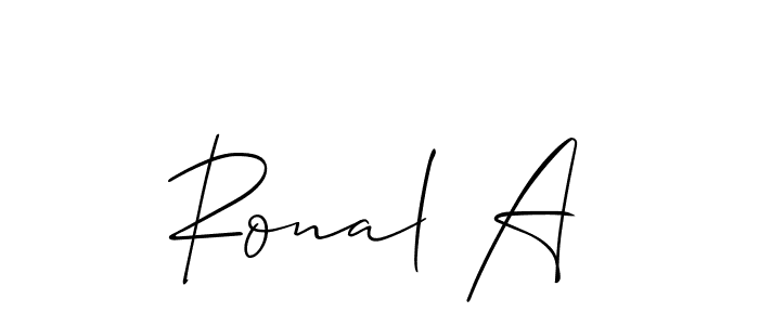 Ronal A stylish signature style. Best Handwritten Sign (Allison_Script) for my name. Handwritten Signature Collection Ideas for my name Ronal A. Ronal A signature style 2 images and pictures png