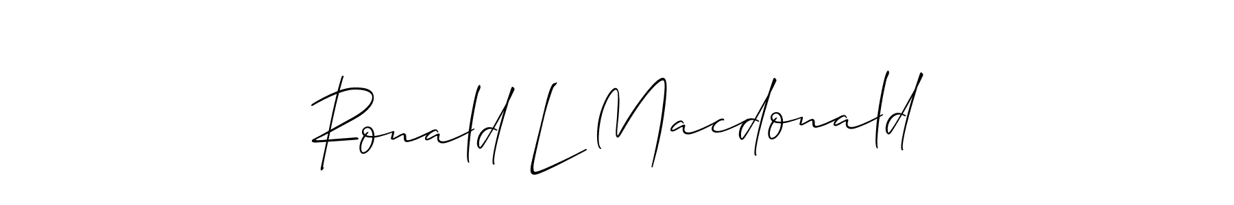 The best way (Allison_Script) to make a short signature is to pick only two or three words in your name. The name Ronald L Macdonald include a total of six letters. For converting this name. Ronald L Macdonald signature style 2 images and pictures png
