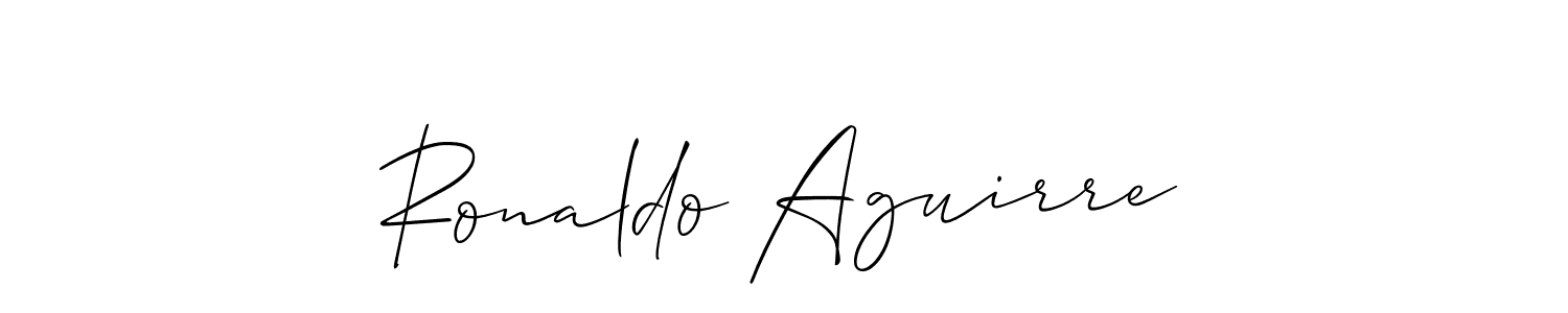 How to make Ronaldo Aguirre name signature. Use Allison_Script style for creating short signs online. This is the latest handwritten sign. Ronaldo Aguirre signature style 2 images and pictures png