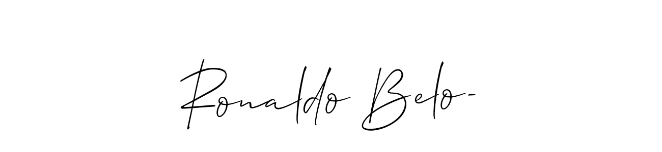 if you are searching for the best signature style for your name Ronaldo Belo-. so please give up your signature search. here we have designed multiple signature styles  using Allison_Script. Ronaldo Belo- signature style 2 images and pictures png