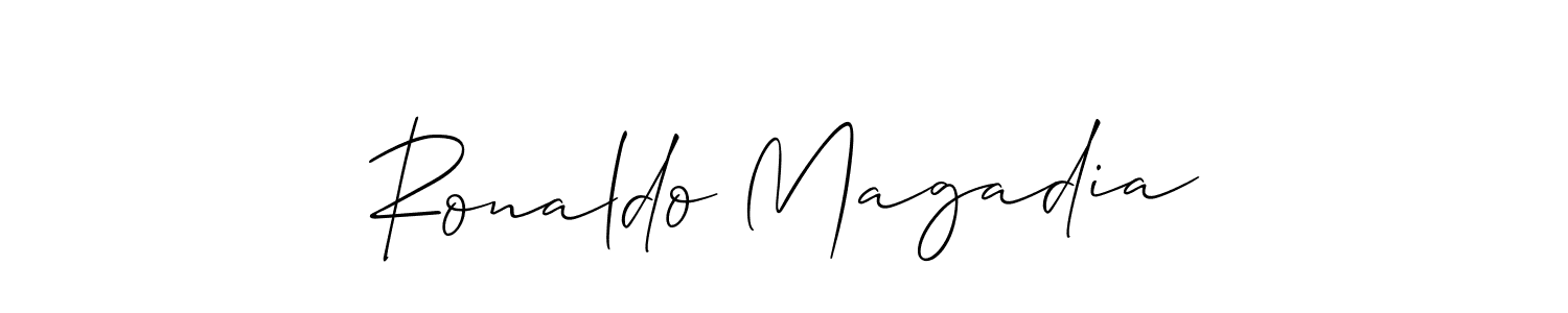 Use a signature maker to create a handwritten signature online. With this signature software, you can design (Allison_Script) your own signature for name Ronaldo Magadia. Ronaldo Magadia signature style 2 images and pictures png