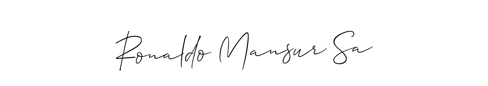Allison_Script is a professional signature style that is perfect for those who want to add a touch of class to their signature. It is also a great choice for those who want to make their signature more unique. Get Ronaldo Mansur Sa name to fancy signature for free. Ronaldo Mansur Sa signature style 2 images and pictures png
