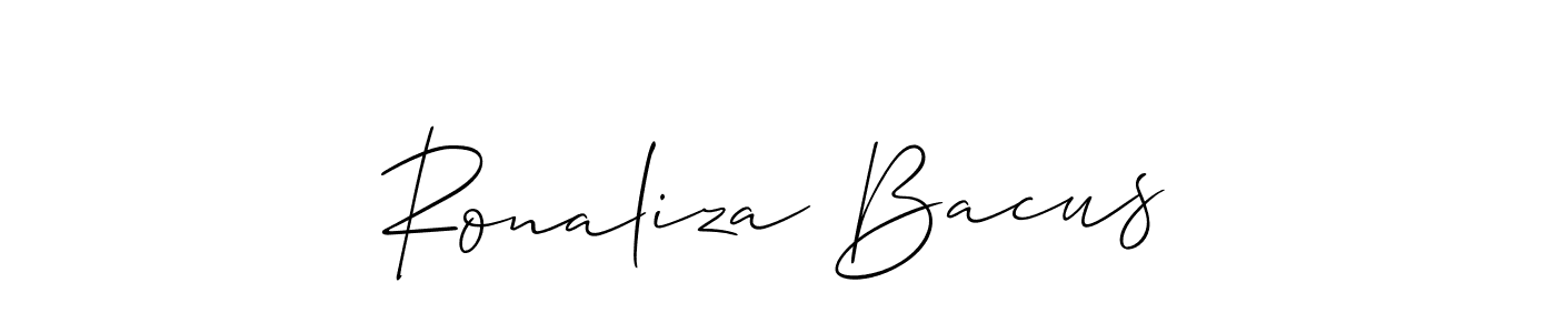 Similarly Allison_Script is the best handwritten signature design. Signature creator online .You can use it as an online autograph creator for name Ronaliza Bacus. Ronaliza Bacus signature style 2 images and pictures png