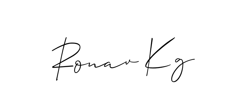 Use a signature maker to create a handwritten signature online. With this signature software, you can design (Allison_Script) your own signature for name Ronav Kg. Ronav Kg signature style 2 images and pictures png