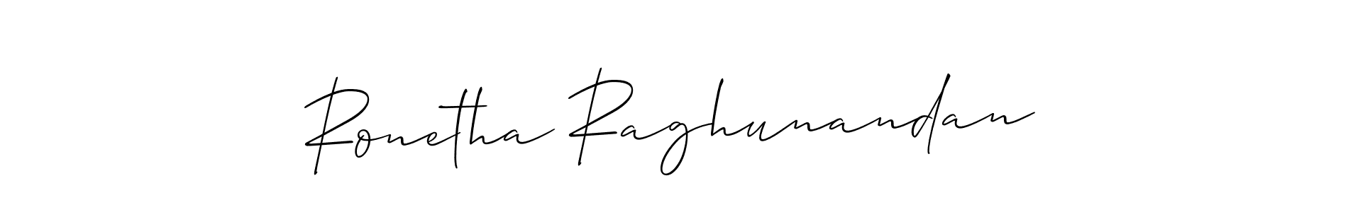 Design your own signature with our free online signature maker. With this signature software, you can create a handwritten (Allison_Script) signature for name Ronetha Raghunandan. Ronetha Raghunandan signature style 2 images and pictures png