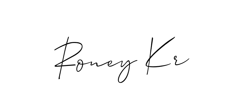 if you are searching for the best signature style for your name Roney Kr. so please give up your signature search. here we have designed multiple signature styles  using Allison_Script. Roney Kr signature style 2 images and pictures png