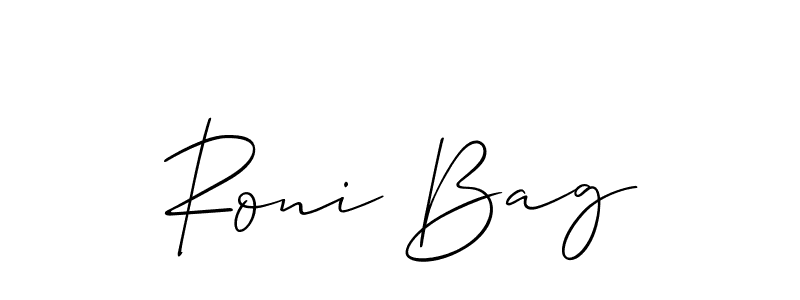 if you are searching for the best signature style for your name Roni Bag. so please give up your signature search. here we have designed multiple signature styles  using Allison_Script. Roni Bag signature style 2 images and pictures png