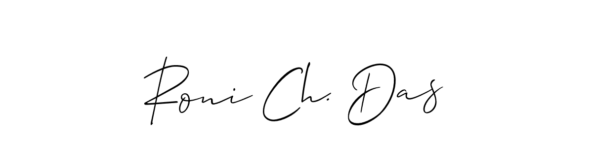 The best way (Allison_Script) to make a short signature is to pick only two or three words in your name. The name Roni Ch. Das include a total of six letters. For converting this name. Roni Ch. Das signature style 2 images and pictures png