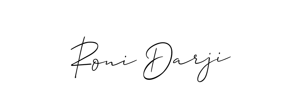 The best way (Allison_Script) to make a short signature is to pick only two or three words in your name. The name Roni Darji include a total of six letters. For converting this name. Roni Darji signature style 2 images and pictures png