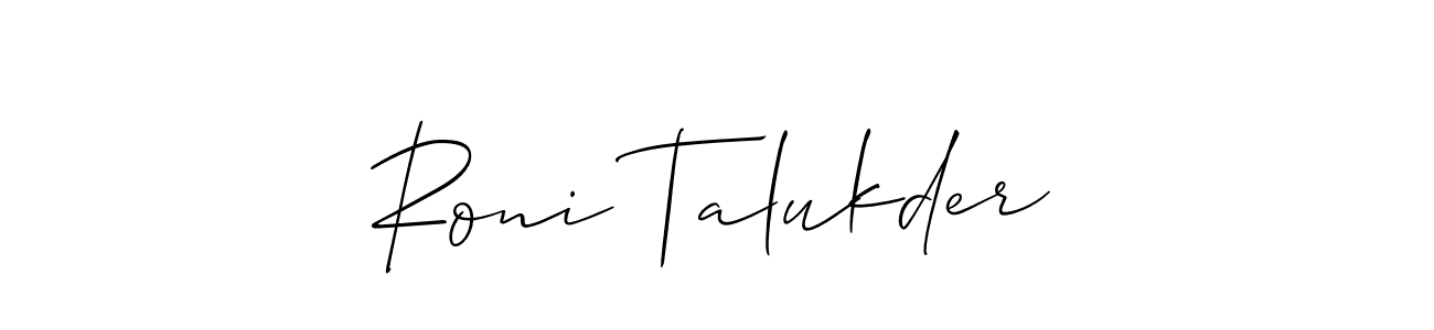 This is the best signature style for the Roni Talukder name. Also you like these signature font (Allison_Script). Mix name signature. Roni Talukder signature style 2 images and pictures png