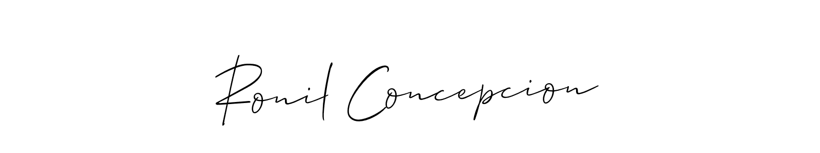 It looks lik you need a new signature style for name Ronil Concepcion. Design unique handwritten (Allison_Script) signature with our free signature maker in just a few clicks. Ronil Concepcion signature style 2 images and pictures png