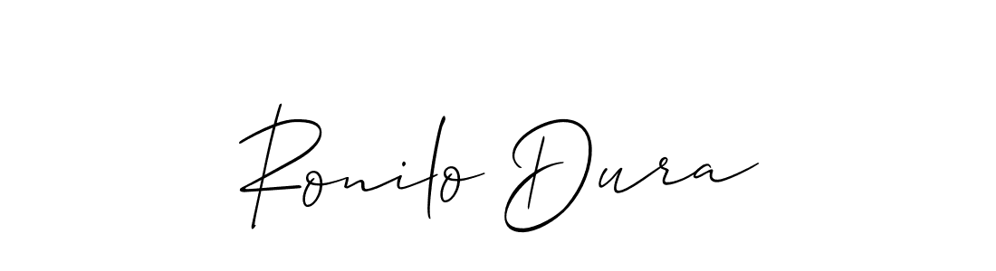 How to make Ronilo Dura name signature. Use Allison_Script style for creating short signs online. This is the latest handwritten sign. Ronilo Dura signature style 2 images and pictures png