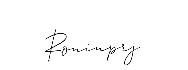 The best way (Allison_Script) to make a short signature is to pick only two or three words in your name. The name Roninprj include a total of six letters. For converting this name. Roninprj signature style 2 images and pictures png