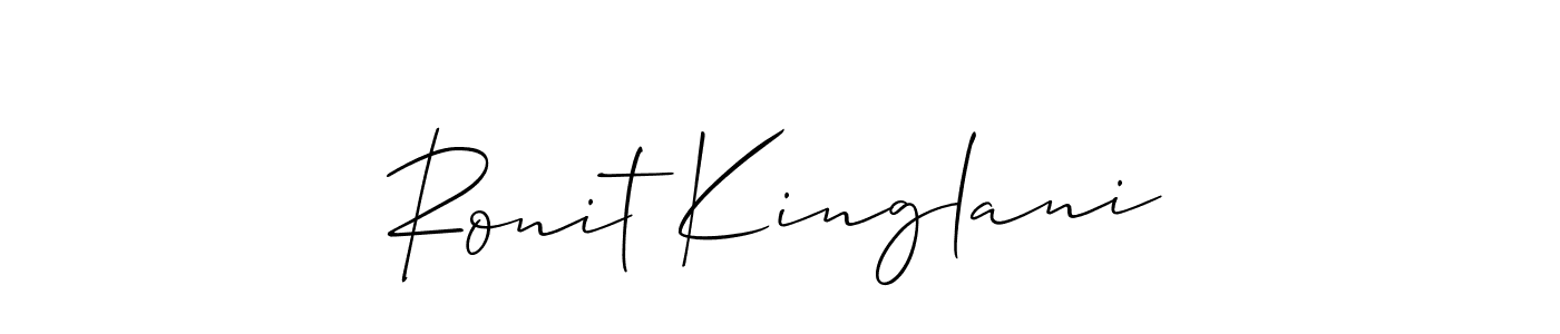 Make a short Ronit Kinglani signature style. Manage your documents anywhere anytime using Allison_Script. Create and add eSignatures, submit forms, share and send files easily. Ronit Kinglani signature style 2 images and pictures png