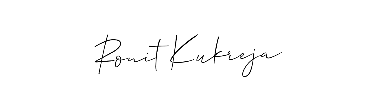 How to make Ronit Kukreja name signature. Use Allison_Script style for creating short signs online. This is the latest handwritten sign. Ronit Kukreja signature style 2 images and pictures png
