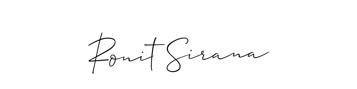 Allison_Script is a professional signature style that is perfect for those who want to add a touch of class to their signature. It is also a great choice for those who want to make their signature more unique. Get Ronit Sirana name to fancy signature for free. Ronit Sirana signature style 2 images and pictures png