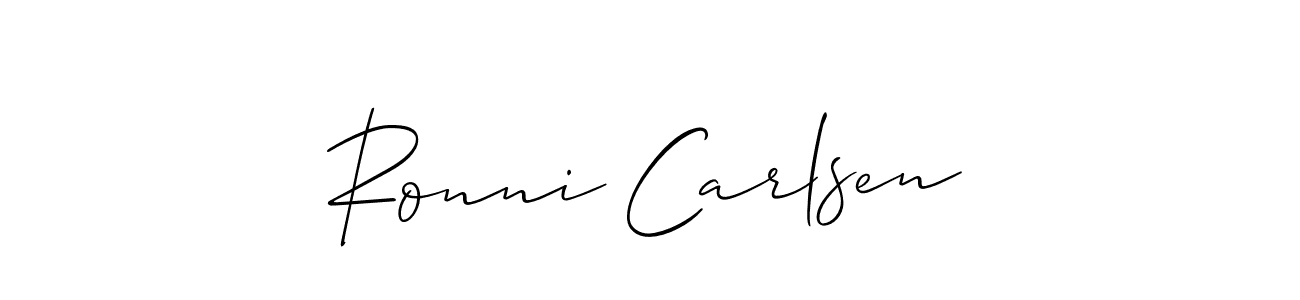 You should practise on your own different ways (Allison_Script) to write your name (Ronni Carlsen) in signature. don't let someone else do it for you. Ronni Carlsen signature style 2 images and pictures png