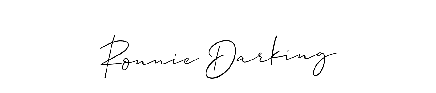 Make a beautiful signature design for name Ronnie Darking. With this signature (Allison_Script) style, you can create a handwritten signature for free. Ronnie Darking signature style 2 images and pictures png