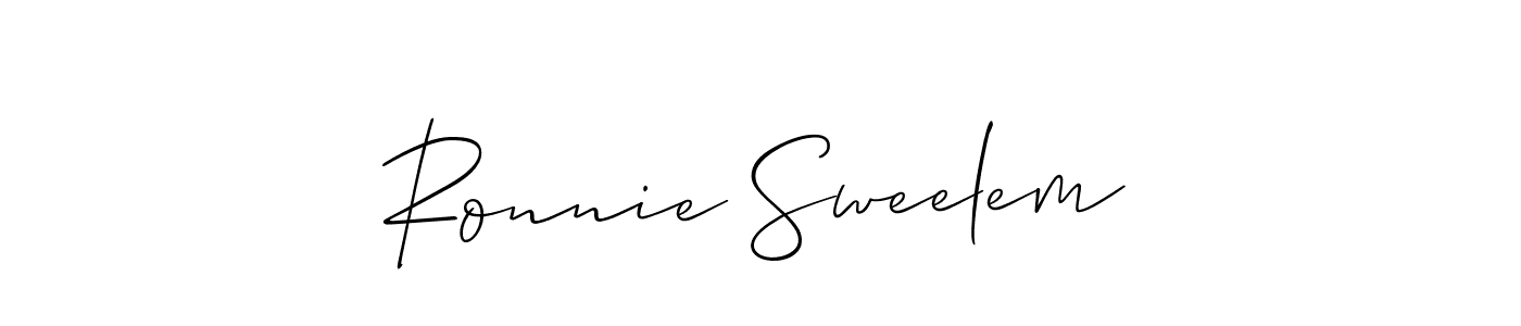 You should practise on your own different ways (Allison_Script) to write your name (Ronnie Sweelem) in signature. don't let someone else do it for you. Ronnie Sweelem signature style 2 images and pictures png