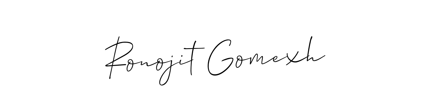 Create a beautiful signature design for name Ronojit Gomexh. With this signature (Allison_Script) fonts, you can make a handwritten signature for free. Ronojit Gomexh signature style 2 images and pictures png