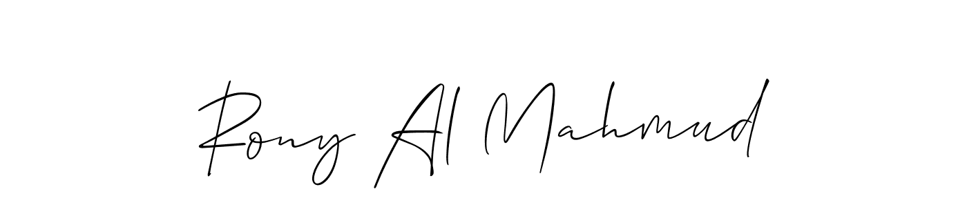 The best way (Allison_Script) to make a short signature is to pick only two or three words in your name. The name Rony Al Mahmud include a total of six letters. For converting this name. Rony Al Mahmud signature style 2 images and pictures png