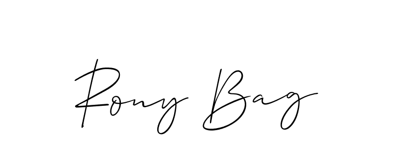 The best way (Allison_Script) to make a short signature is to pick only two or three words in your name. The name Rony Bag include a total of six letters. For converting this name. Rony Bag signature style 2 images and pictures png