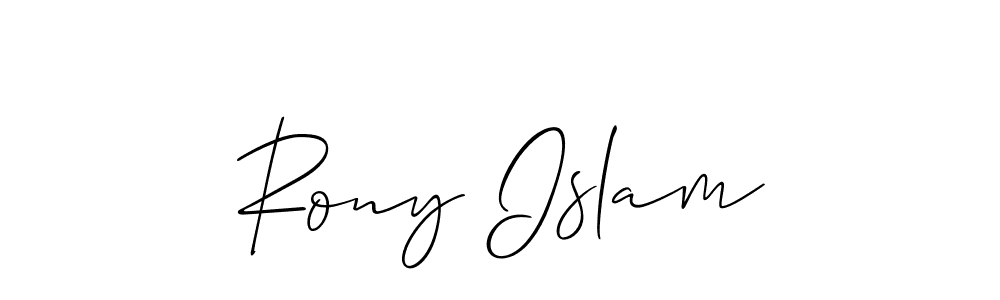 Make a beautiful signature design for name Rony Islam. With this signature (Allison_Script) style, you can create a handwritten signature for free. Rony Islam signature style 2 images and pictures png