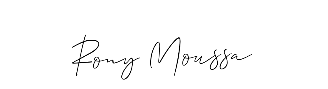 Make a beautiful signature design for name Rony Moussa. With this signature (Allison_Script) style, you can create a handwritten signature for free. Rony Moussa signature style 2 images and pictures png