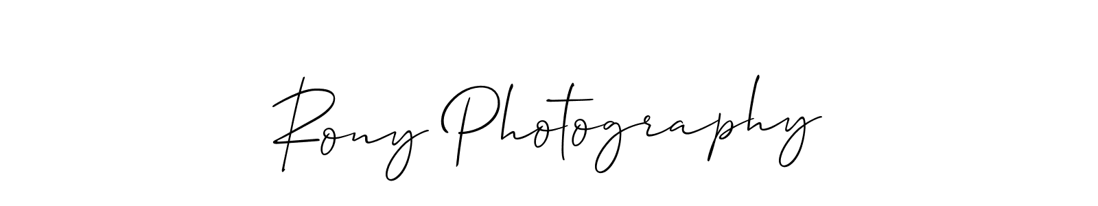 How to make Rony Photography name signature. Use Allison_Script style for creating short signs online. This is the latest handwritten sign. Rony Photography signature style 2 images and pictures png