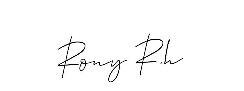 if you are searching for the best signature style for your name Rony R.h. so please give up your signature search. here we have designed multiple signature styles  using Allison_Script. Rony R.h signature style 2 images and pictures png