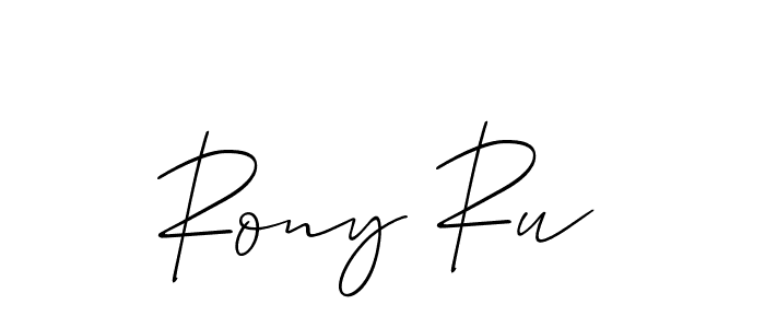 Use a signature maker to create a handwritten signature online. With this signature software, you can design (Allison_Script) your own signature for name Rony Ru. Rony Ru signature style 2 images and pictures png