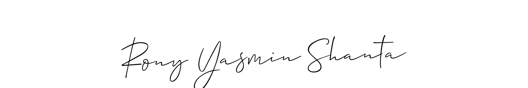 It looks lik you need a new signature style for name Rony Yasmin Shanta. Design unique handwritten (Allison_Script) signature with our free signature maker in just a few clicks. Rony Yasmin Shanta signature style 2 images and pictures png