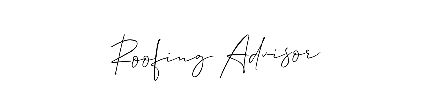 How to make Roofing Advisor name signature. Use Allison_Script style for creating short signs online. This is the latest handwritten sign. Roofing Advisor signature style 2 images and pictures png